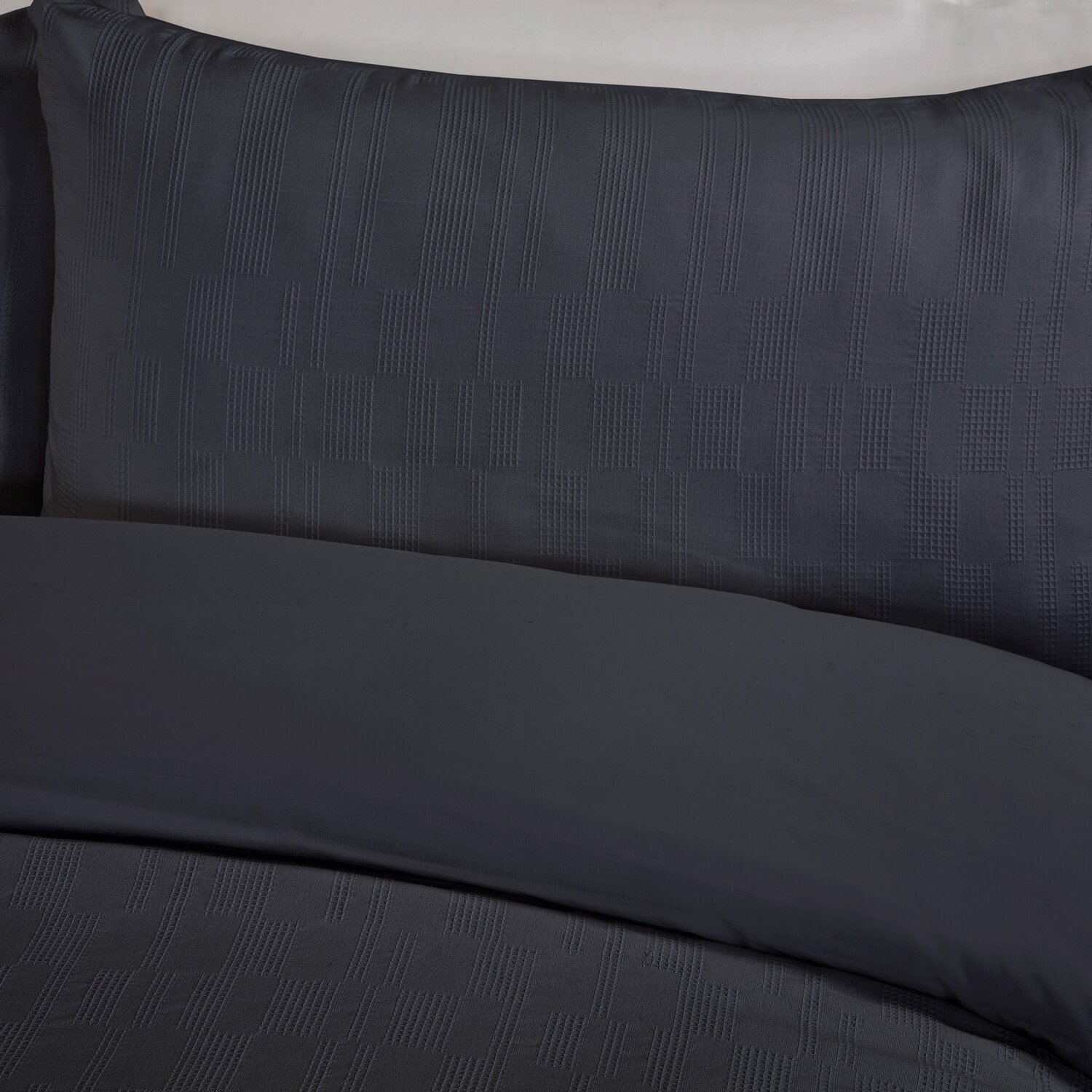 Waffle Block Duvet Set Navy Double Image 3