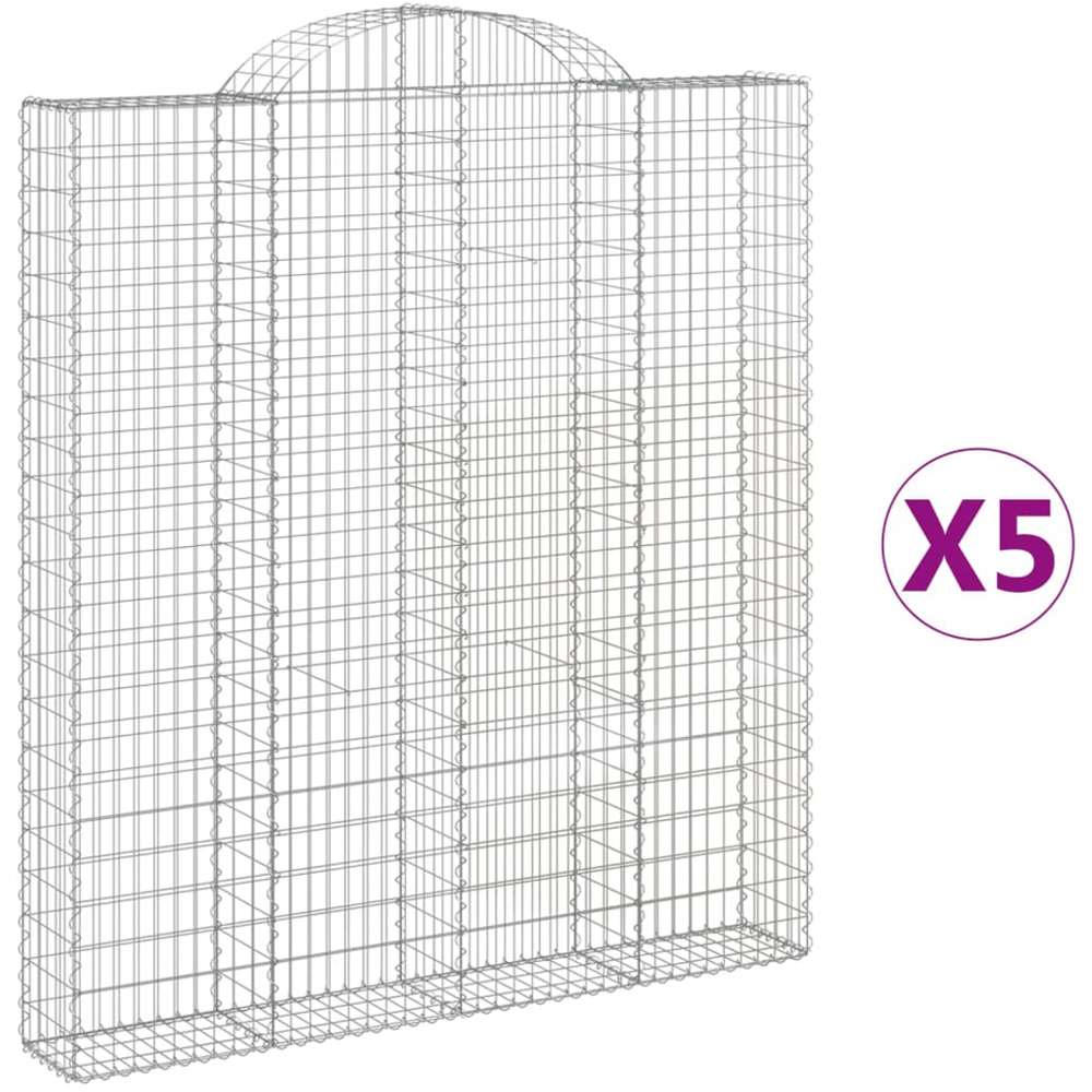 vidaXL Silver Galvanised Iron Arched Gabion Basket 200 x 30 x 220/240cm 5 Pack Image 4