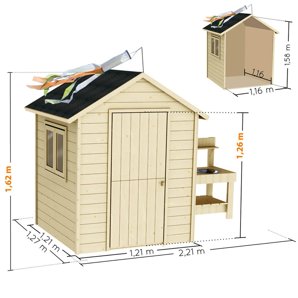 Soulet Jasmine 4 x 4ft Kids Wooden Playhouse with Mud Kitchen Image 9