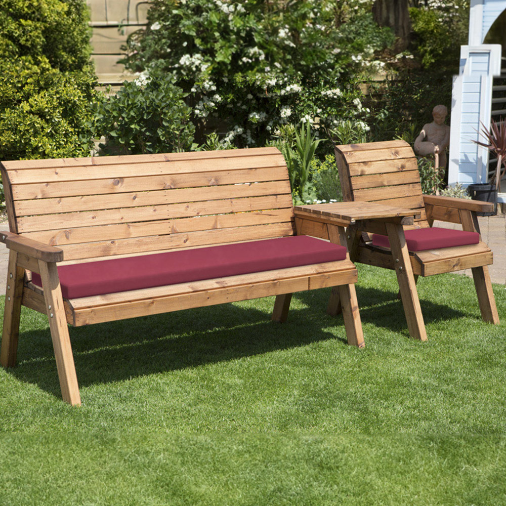 Charles Taylor 4 Seater Straight Companion Seat with Red Cushions Image 1