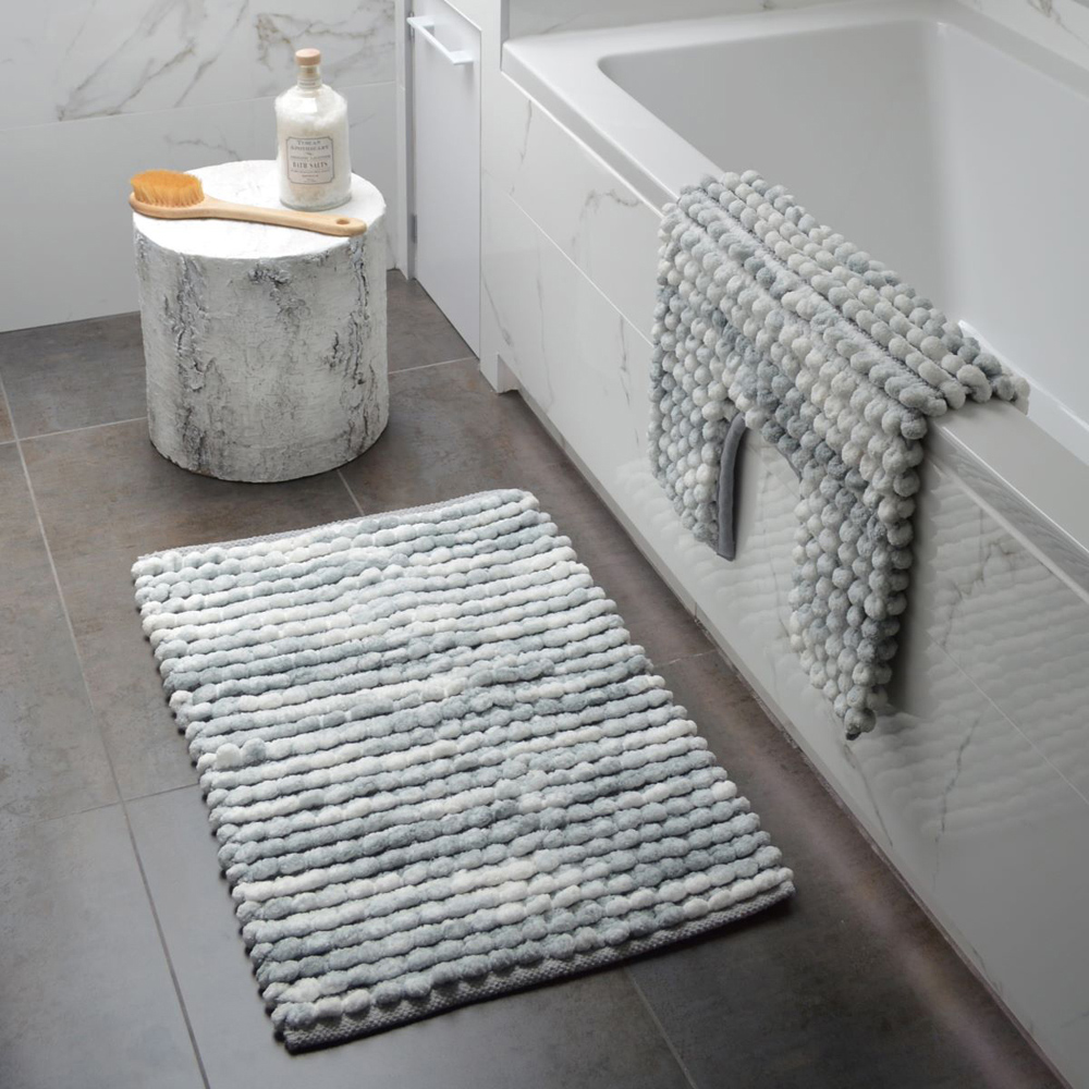 Allure Bath Fashions Grey Marble Effect Chunky Bobble Non Slip Toilet Mat 50 x 50cm Image 2
