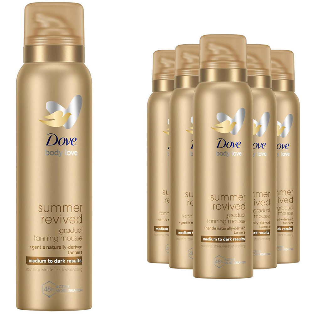 Dove Derma Spa Summer Revived Medium to Dark Skin Self Tan Body Mousse 150ml 6 Pack Image 1