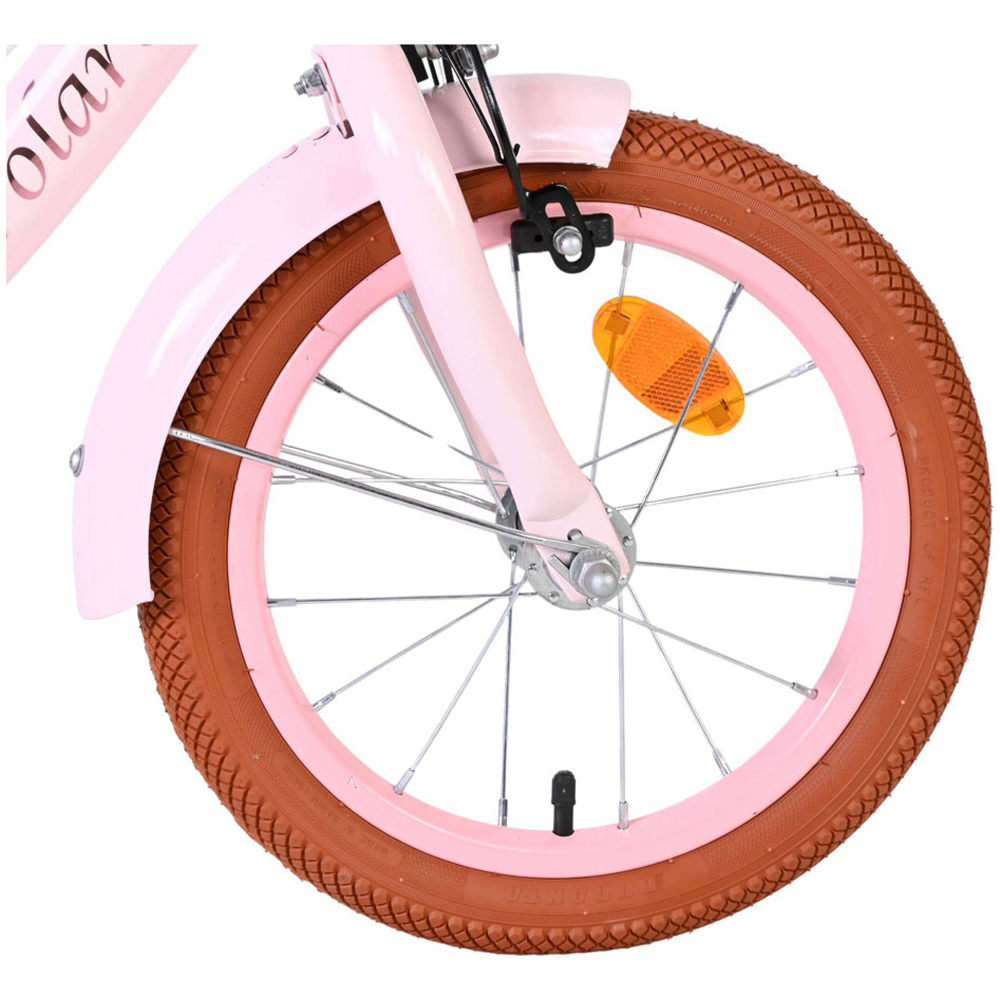Volare Ashley Kids 14 inch Pink Pastel Bike with Stabilisers Rack and Basket Image 8