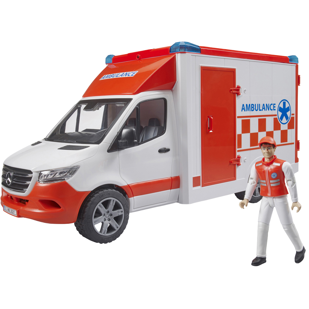 Bruder Kids MB Sprinter Ambulance with Driver and Light and Sound Module Playset Model Image 1