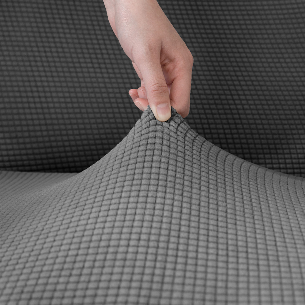 Homerepublic Single Seater Charcoal Delby Stretch Fit Sofa Cover Image 3