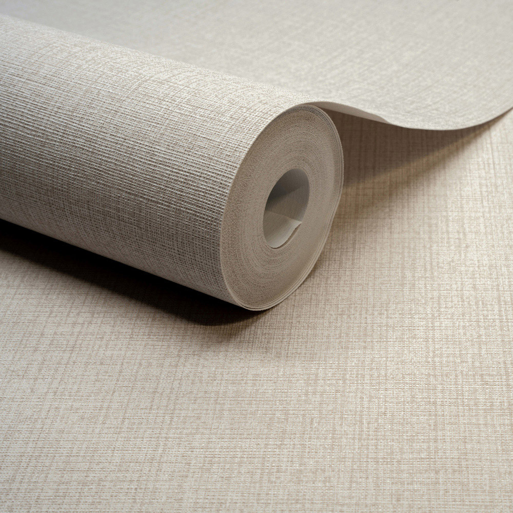 Grandeco Linen Plain Biege Wallpaper Image 2