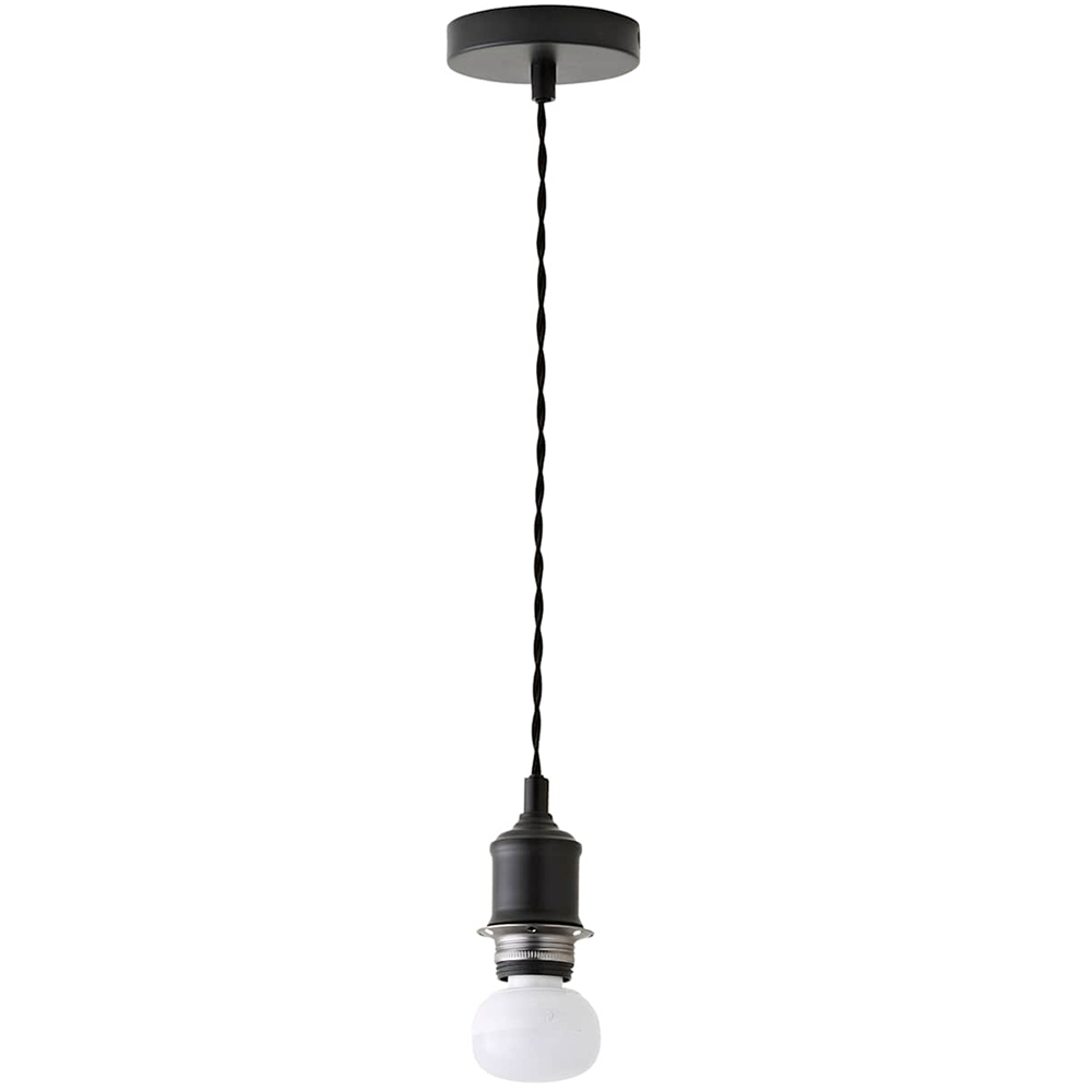 ValueLights Shaw Matt Black Rechargeable Ceiling Pendant Light Fitting Image 1