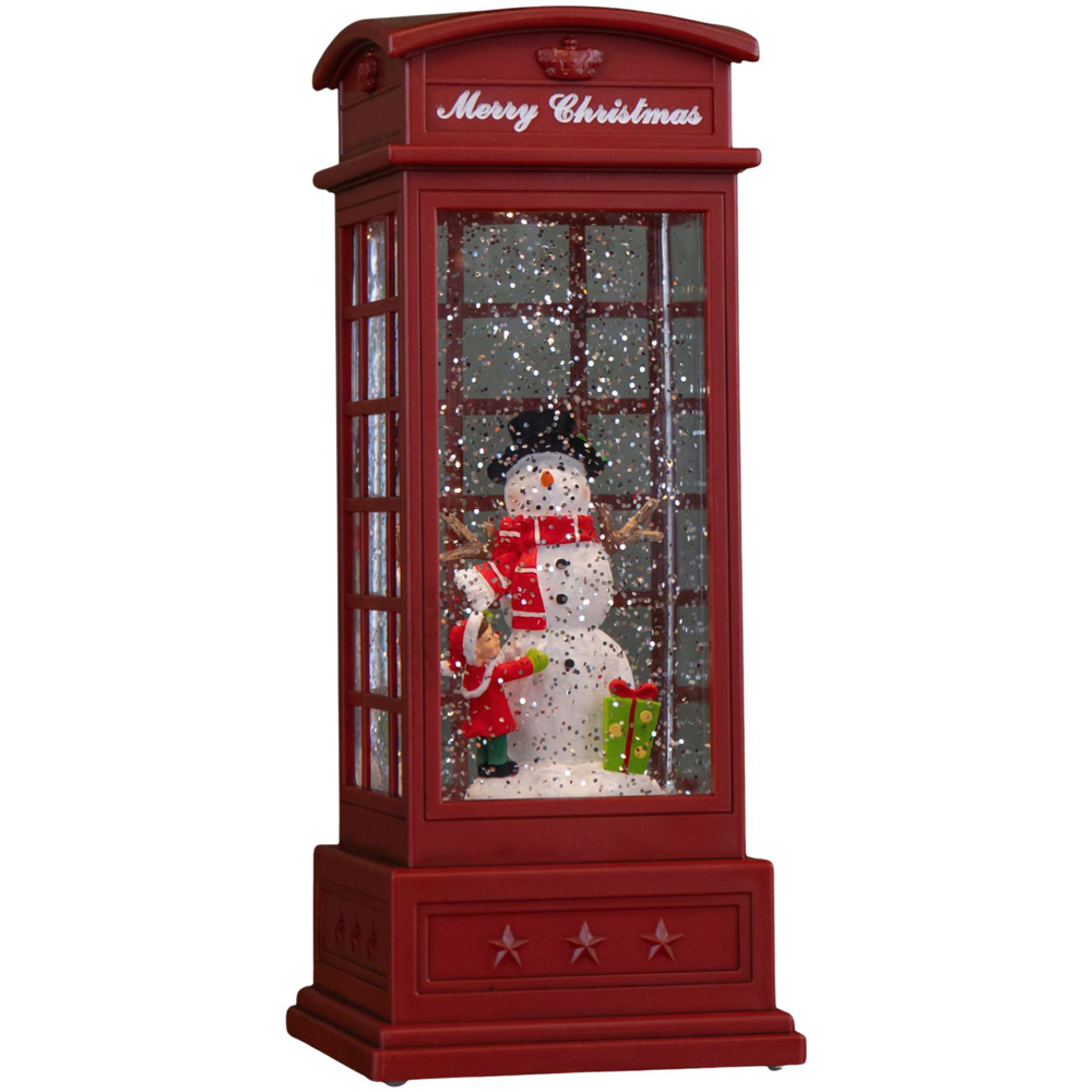 Samuel Alexander Snowman Scene Phone Box Water Spinner Christmas Decoration 25cm Image 1