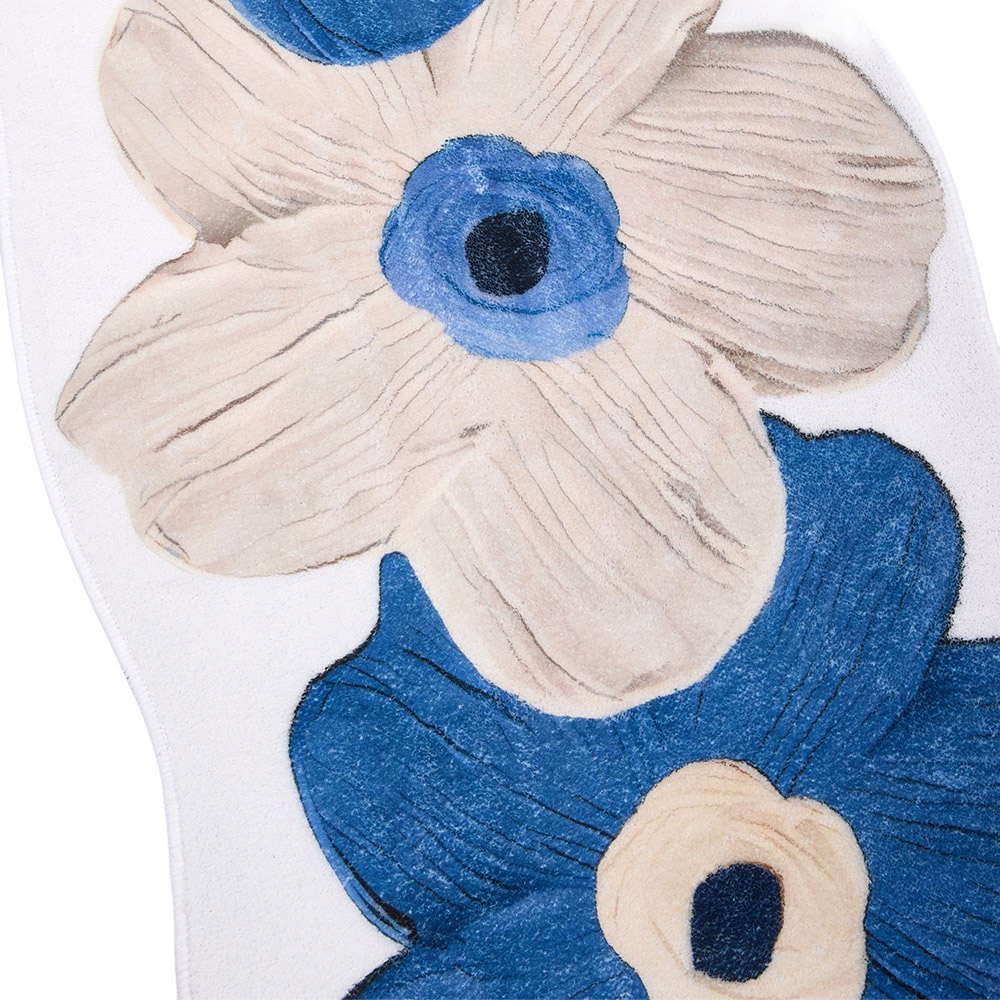 Living and Home Blue Irregular Floral Non-Slip Runner Rug 120 x 50cm Image 5