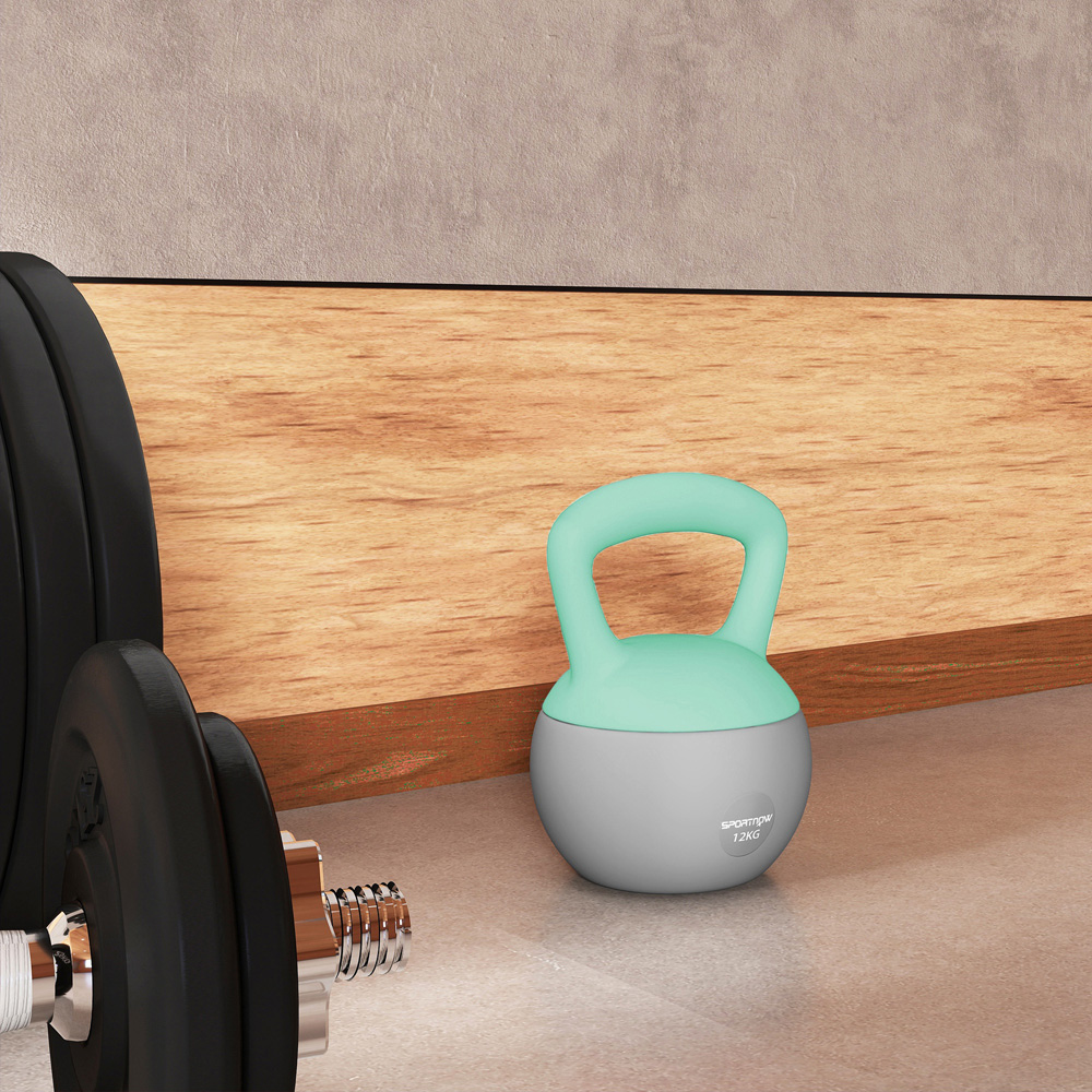 SPORTNOW Grey and Green Kettlebell with Soft Body and Non-Slip Handle 12kg Image 3