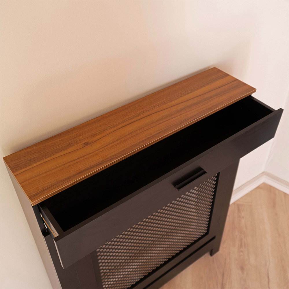Portland Single Drawer Black Radiator Cover Small Image 6