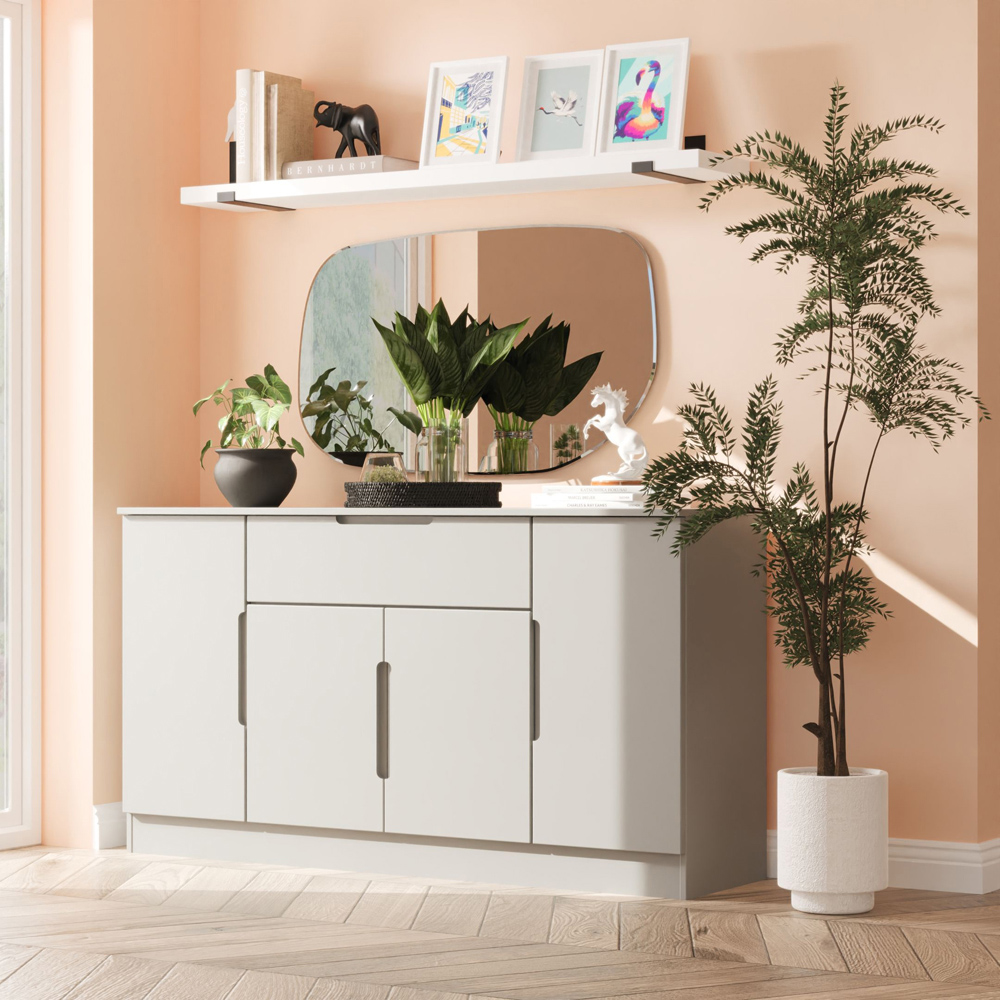 Crowndale Milan 4 Door Single Drawer Dusk Grey Wide Sideboard Ready Assembled Image 9