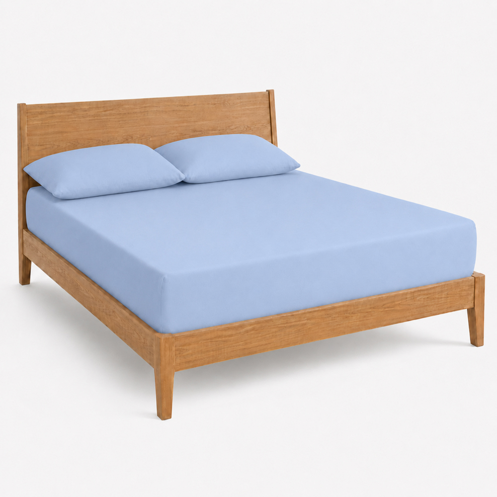 MHG Living King Size Light Blue 30cm Deep Pocket Fitted Sheet with 2 Pillowcase Image 2