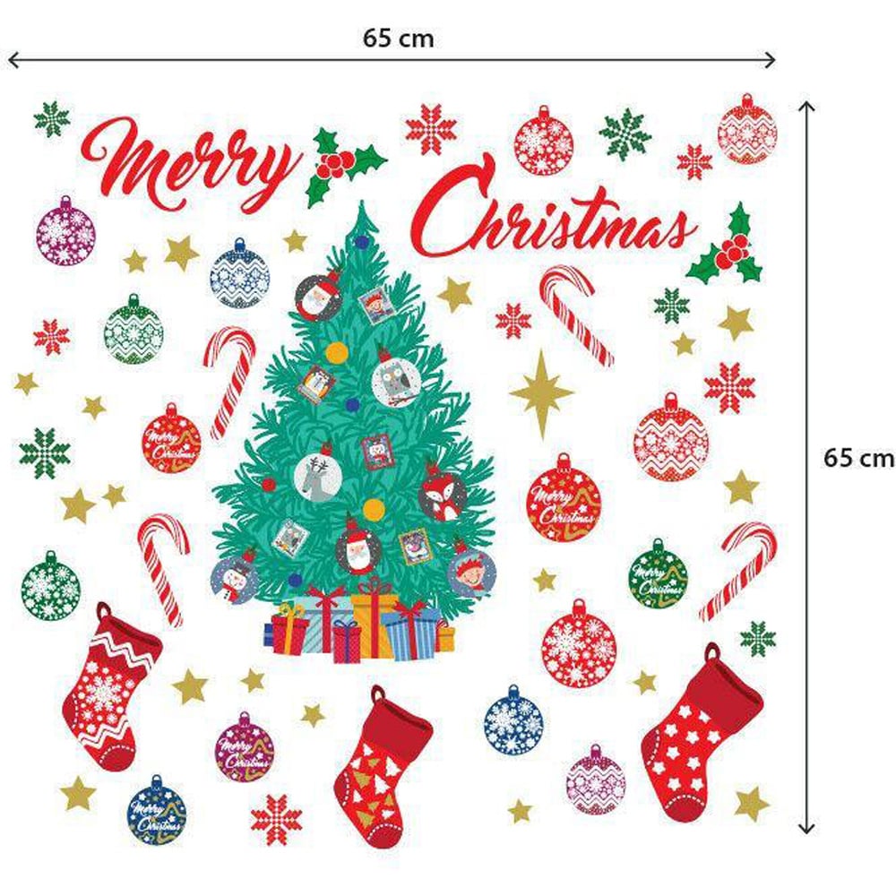 Walplus Merry Christmas and Christmas Tree Self Adhesive Wall Stickers 65 Piece Image 5