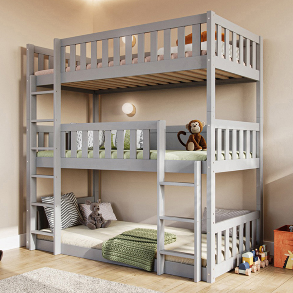 Flair Bea Grey Triple High Wooden Bunk Bed Image 1