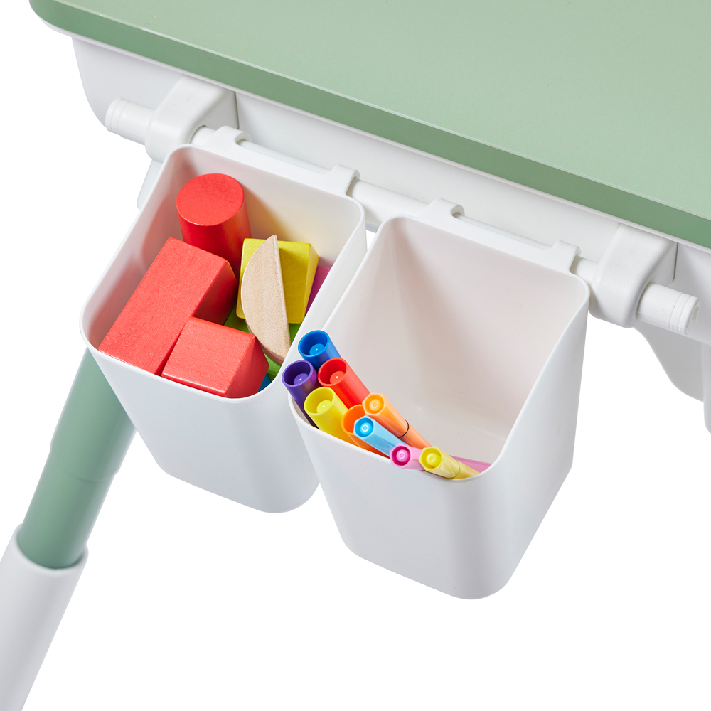Liberty House Toys White and Green Kids Scandi Height Adjustable Table and Chair Set Image 5