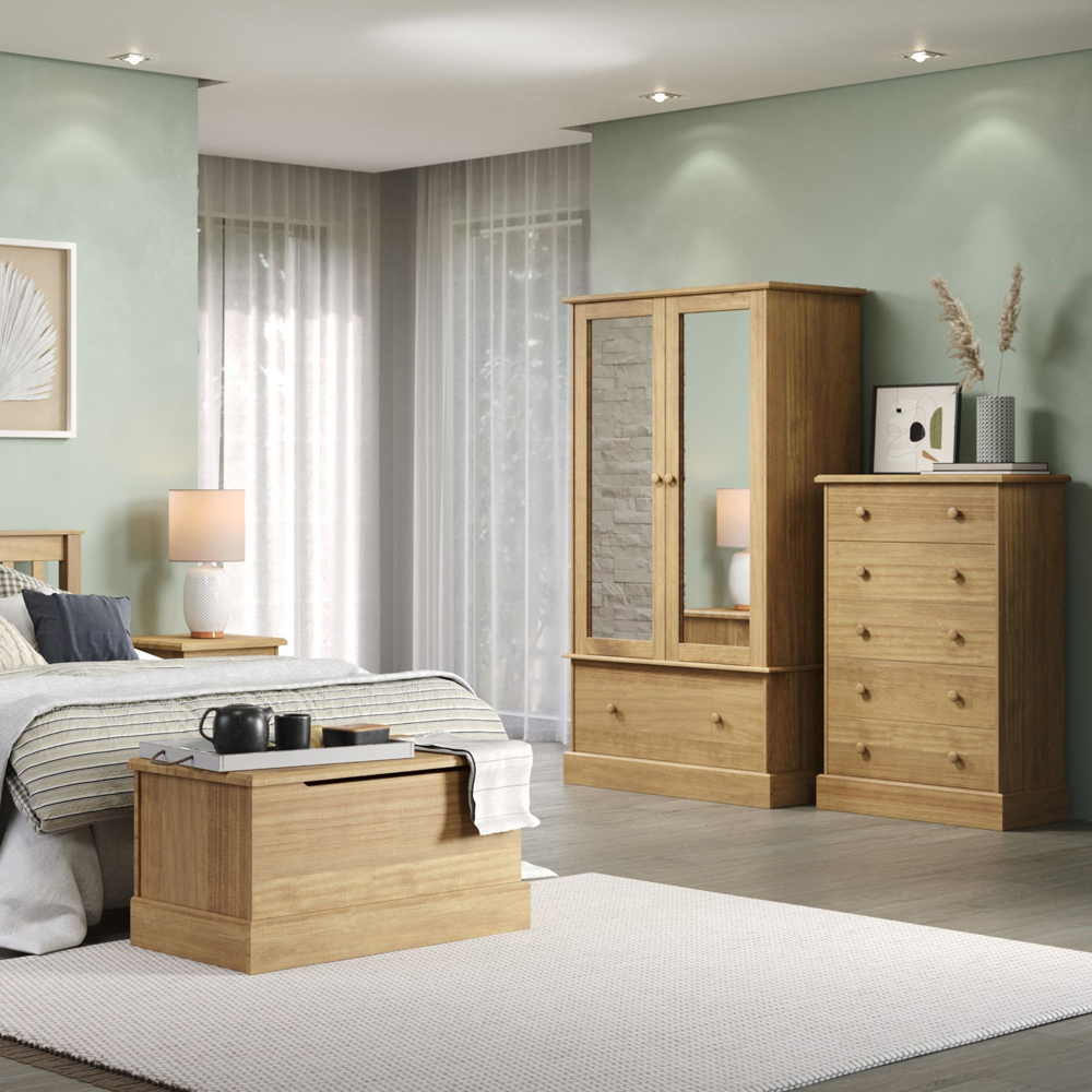 Core Products Cotswold Pine Wood Ottoman Storage Trunk Image 4