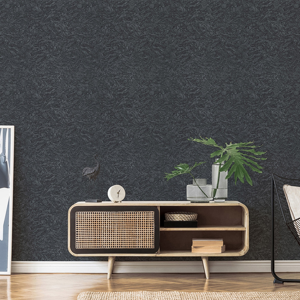 Erismann Flowing Marble Black Wallpaper Image 3