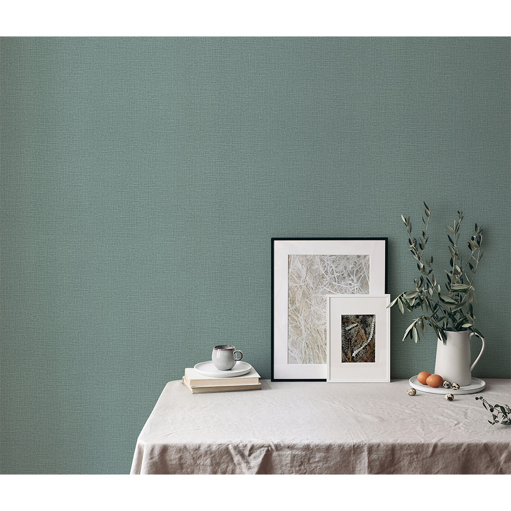 Erismann Opus Dolce Luxury Green Woven Plain Wallpaper Image 3