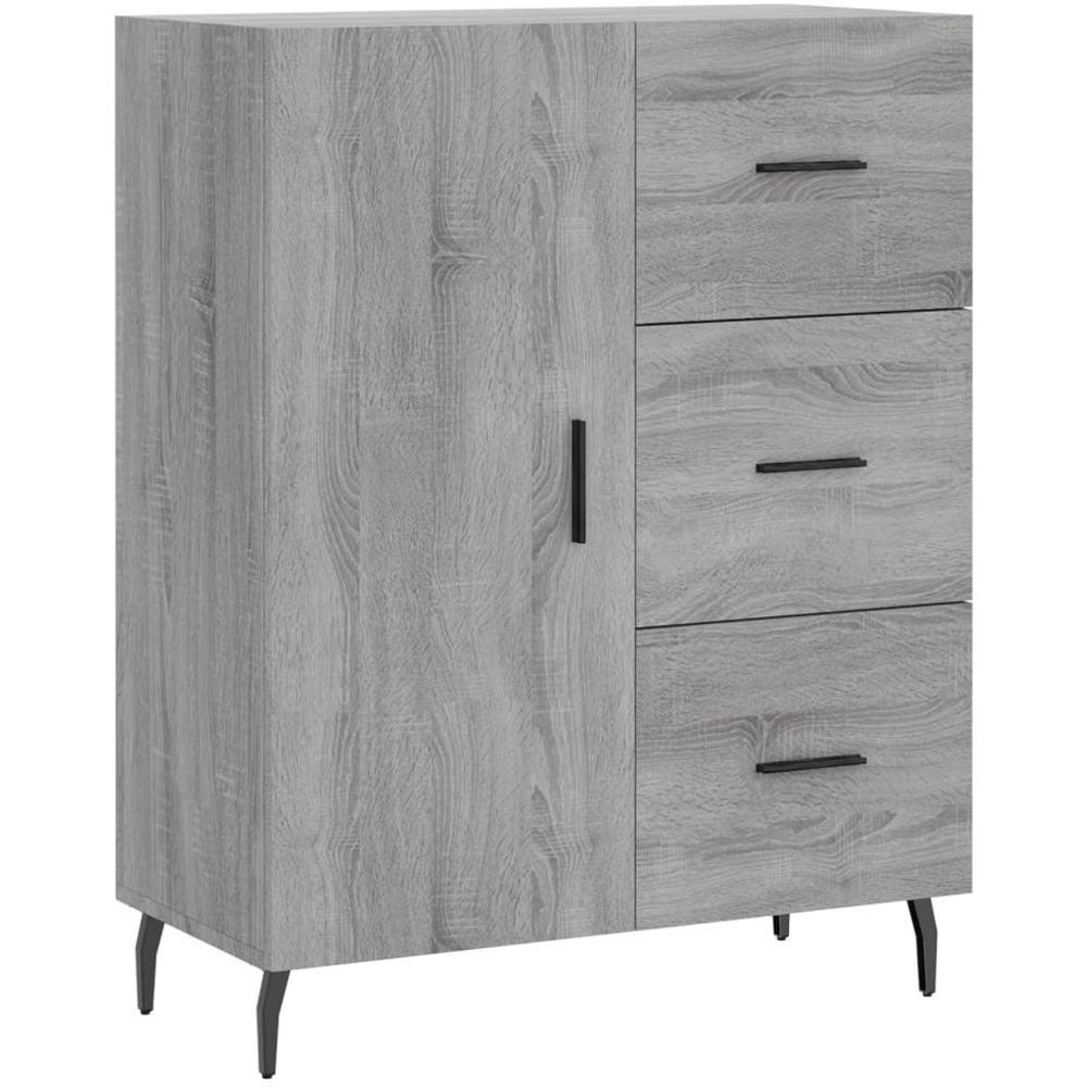 vidaXL Single Door 3 Drawer Grey Sonoma Sideboard Image 2