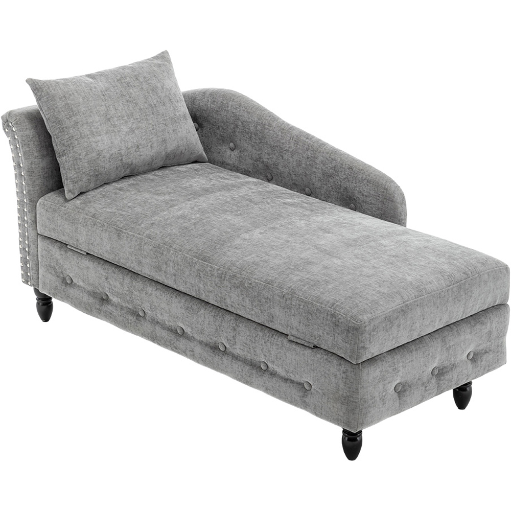 Living and Home Grey Left Hand Chenille Chaise Lounge with Storage Image 4