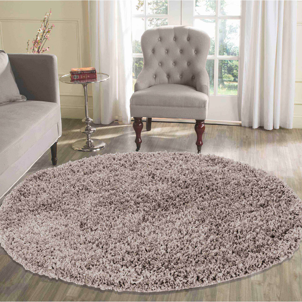 Desire Rugs Oxford Light Beige Plain Round Shaggy Rug 120 x 120cm Image 2