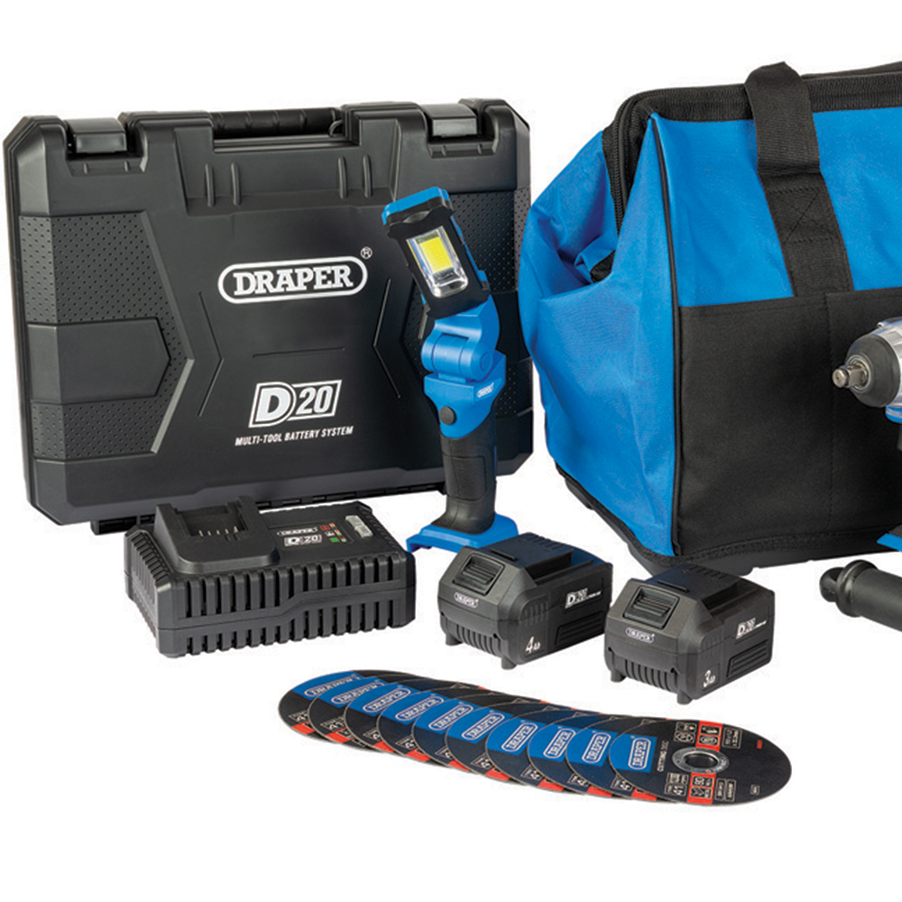Draper D20 20V 19 Piece Workshop Kit with Batteries and Charger Image 2