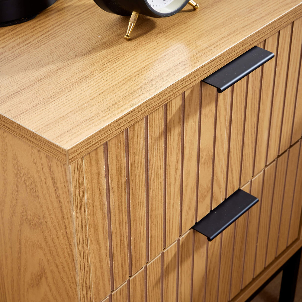 Home Source Wisbech 2 Drawer Wooden Bedside Table Image 3