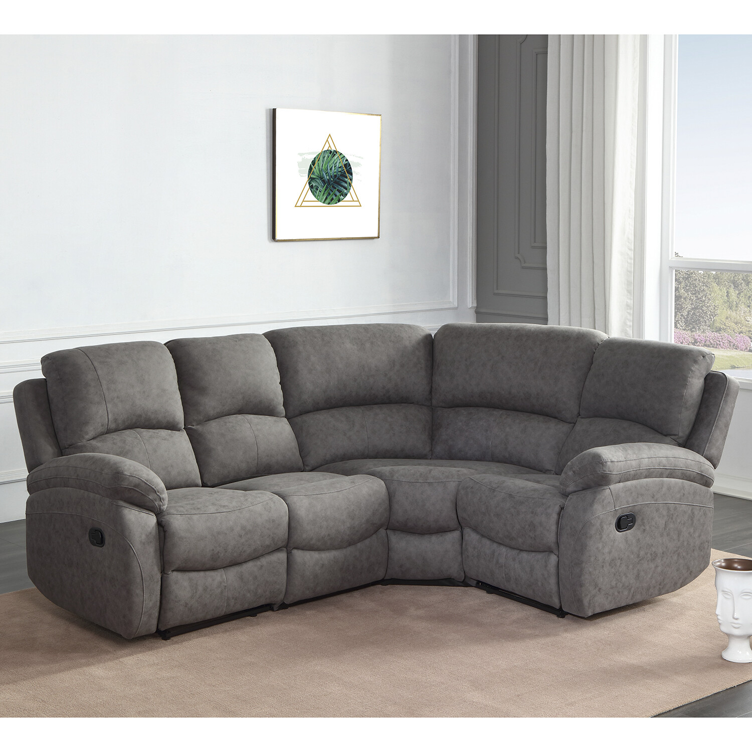 Milano 4 Seater Grey Fabric Reversible Corner Sofa Image 4