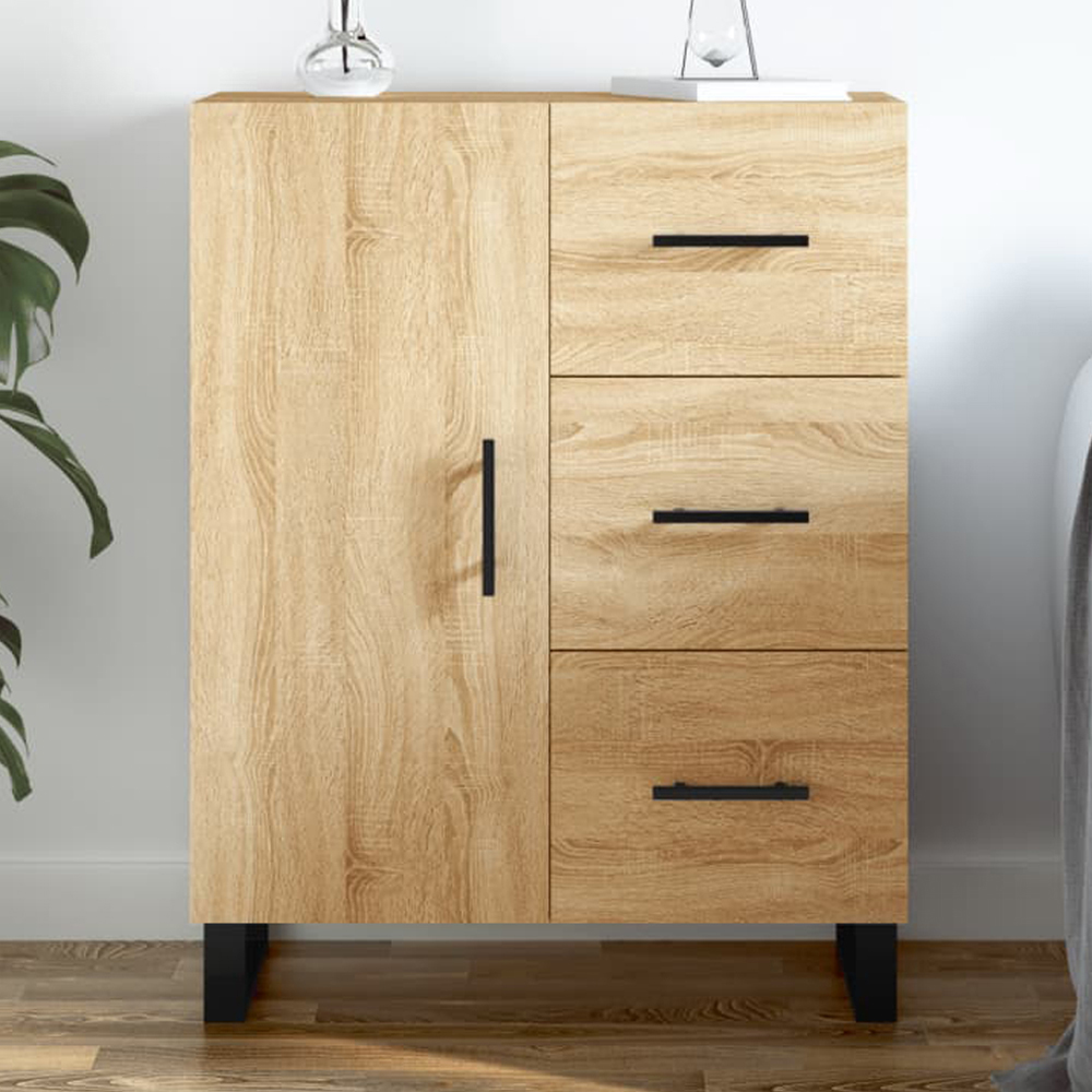 vidaXL Single Door 3 Drawer Sonoma Oak Sideboard Image 1