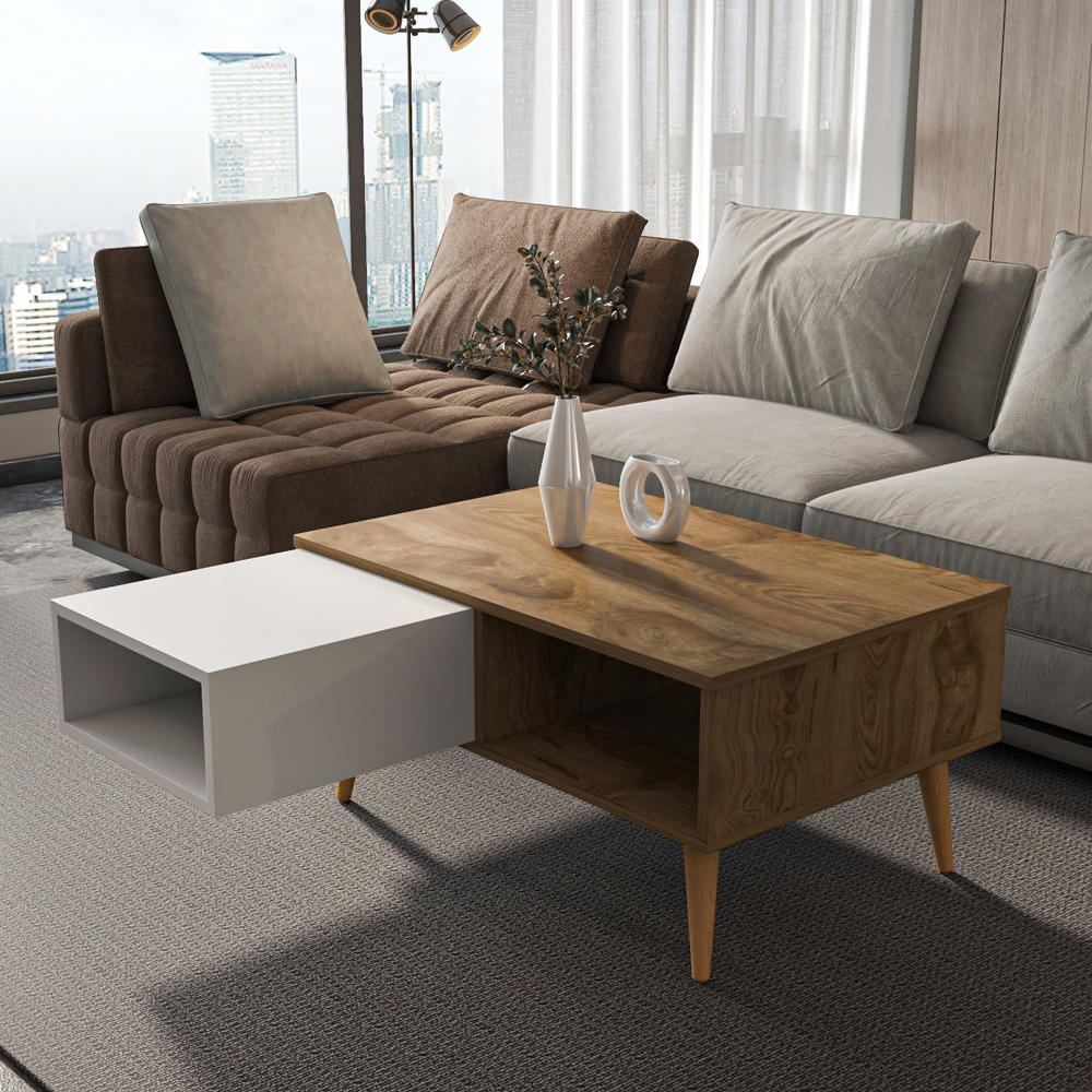 Decorotika Oberon 2 Shelf Oud and White Coffee Table Image 5