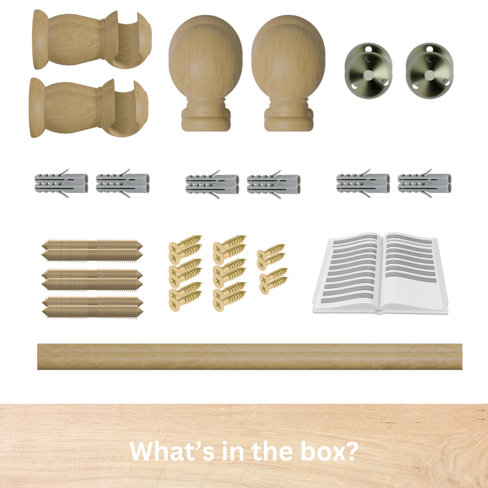 Caecus FX 300cm Wooden Antique Pine Eyelet Curtain Pole Image 2