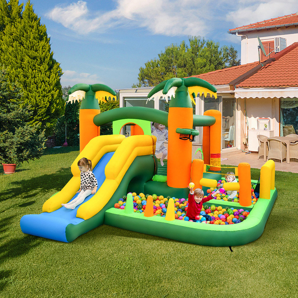 Costway 8 in 1 Tropical Inflatable Bounce House with Ball Pits Image 2