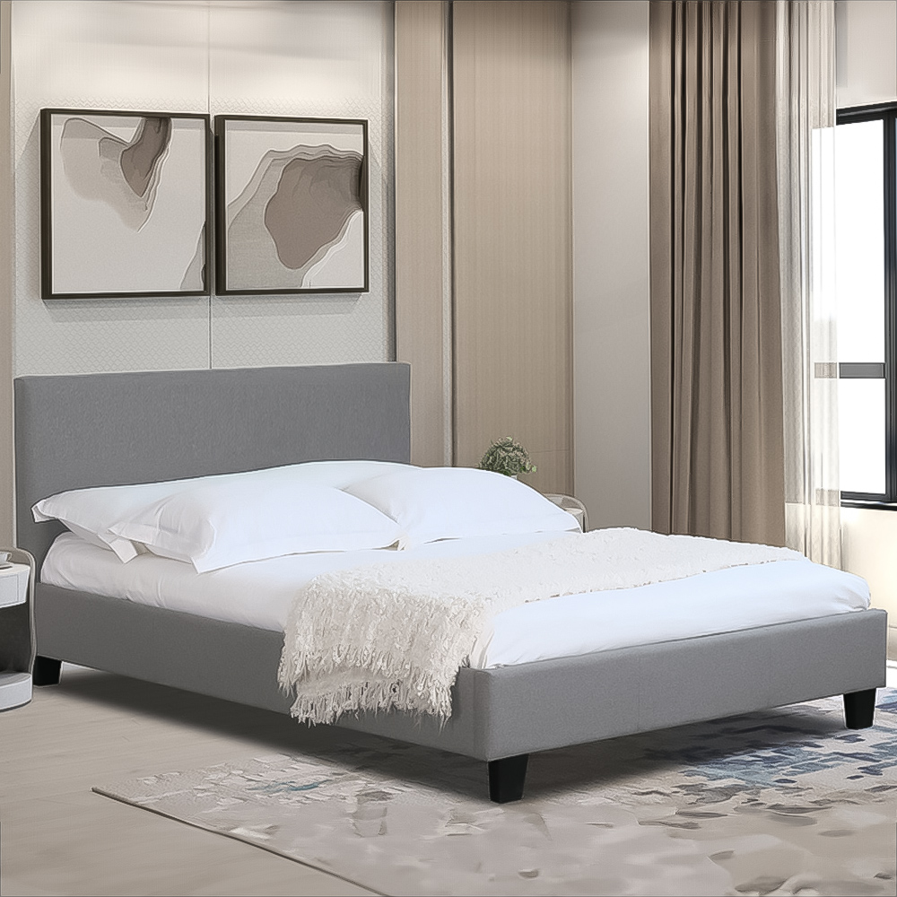 Brooklyn Small Double Light Grey Hopsack Bed Frame Image 1