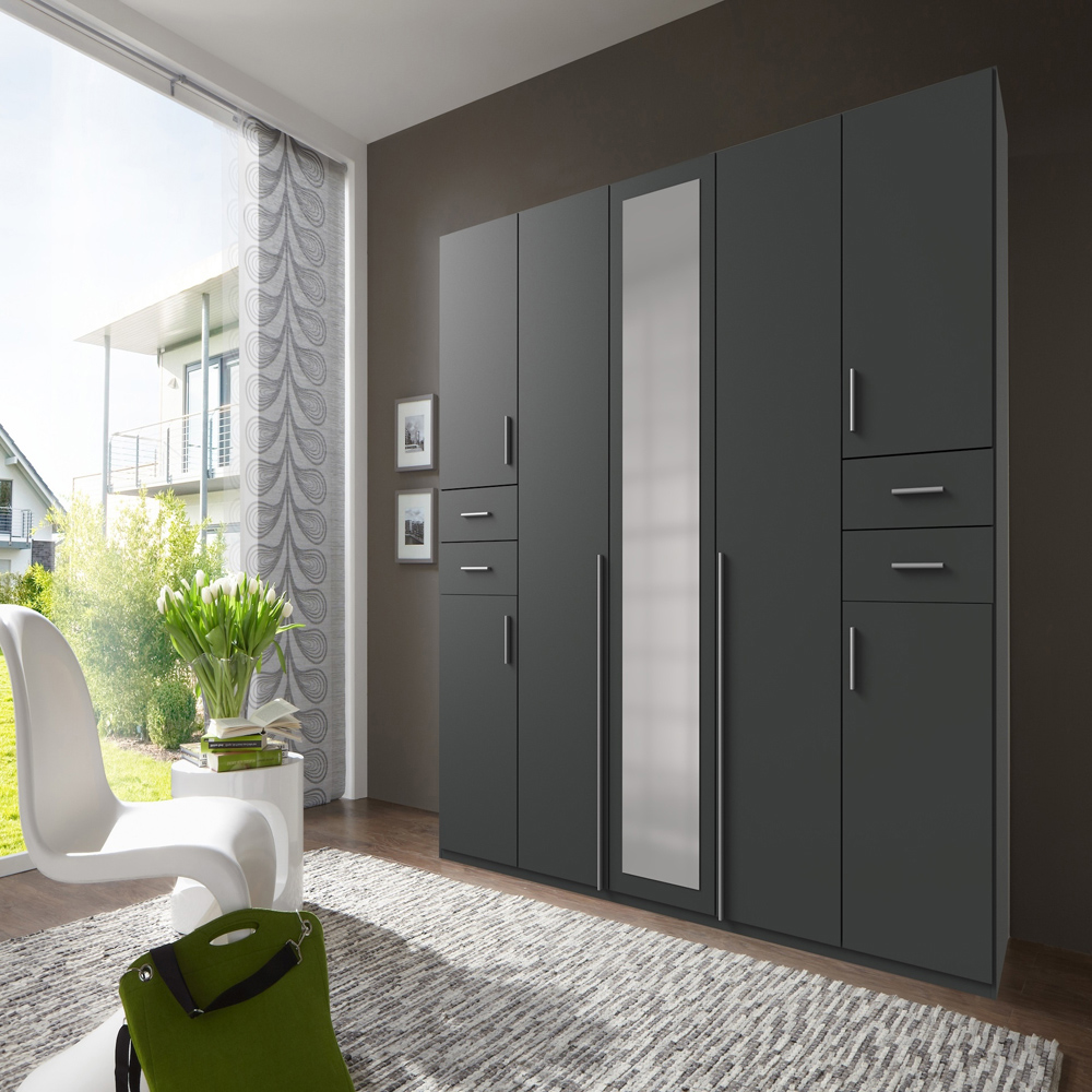 TJ'S New York 8 Door 4 Drawer Graphite Mirrored Wardrobe Image 5