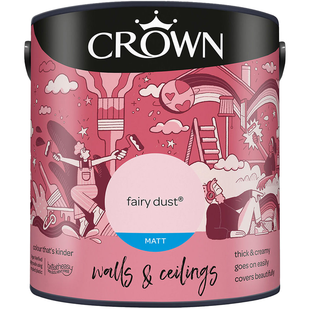 Crown Breatheasy Walls & Ceilings Fairy Dust Matt Emulsion Paint 2.5L Image 2