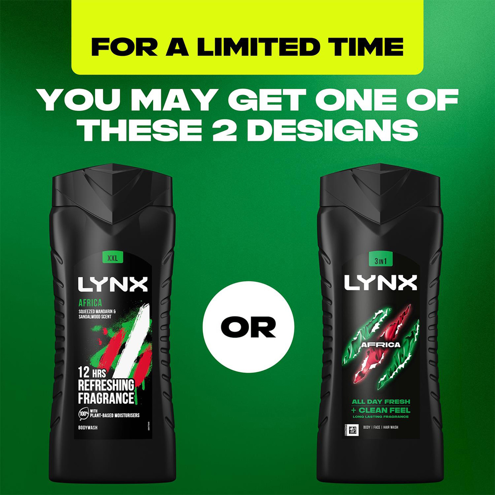 Lynx Africa Mandarin and Sandalwood Energy Boost Shower Gel 500ml 12 Pack Image 3