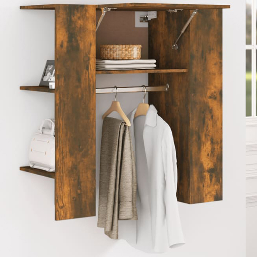 vidaXL Single Door 2 Shelf Smoked Oak Hallway Cabinet Image 1