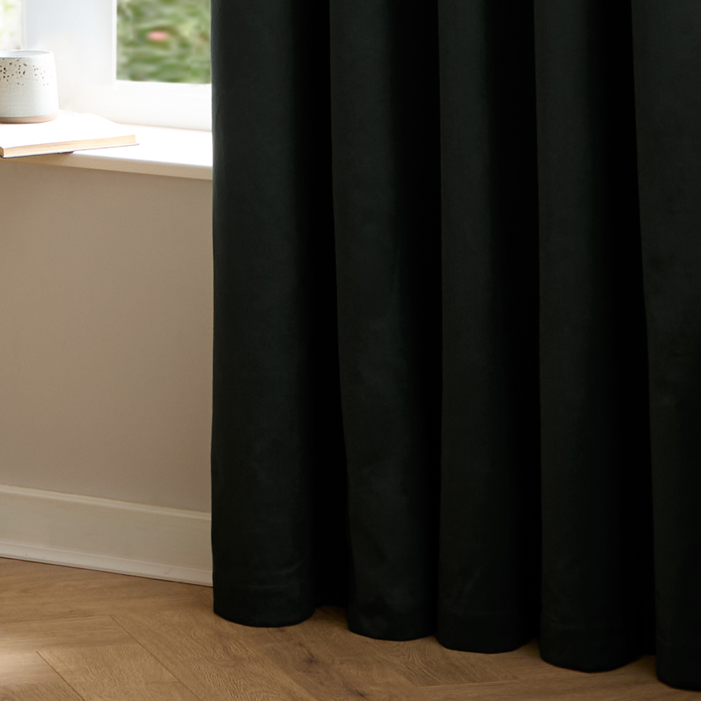 Furn The Ultimate Black Velvet Fully Lined Pencil Pleat Curtains 117 x 137cm Image 4