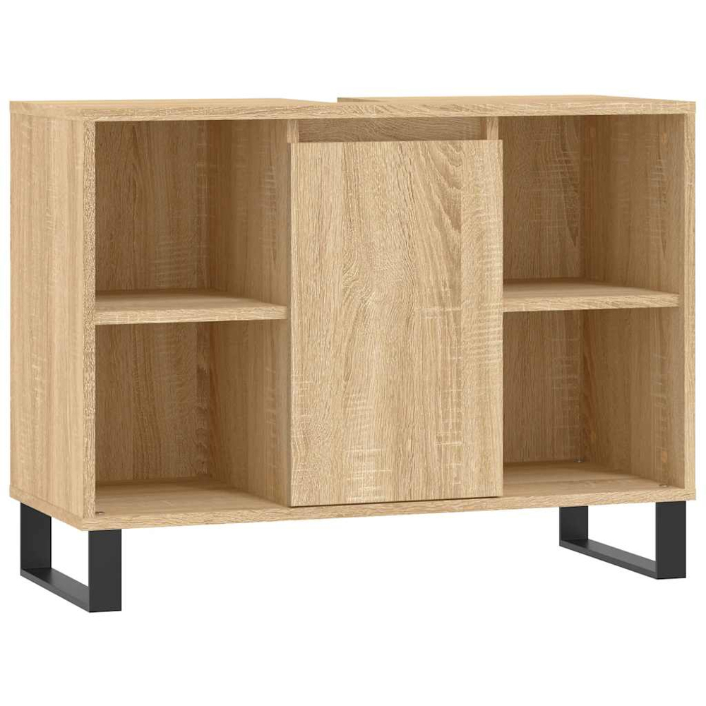 vidaXL Single Door 4 Shelf Sonoma Oak Bathroom Cabinet Image 2
