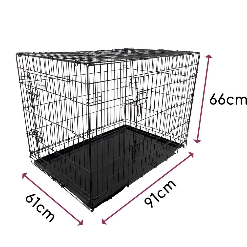 HugglePets Large Black Dog Cage with Metal Tray 91cm Image 5