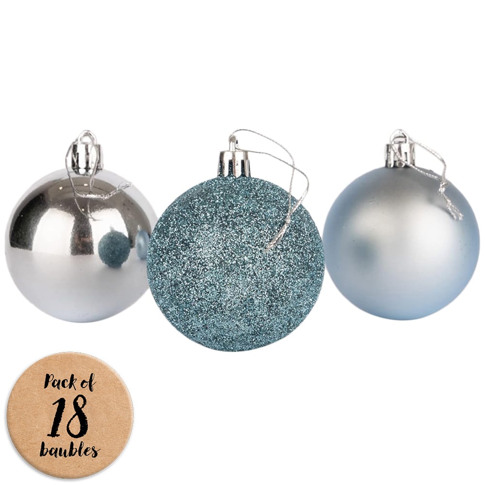 Shatchi 5cm Light Blue Shatterproof Christmas Bauble 18 Pack Image 1