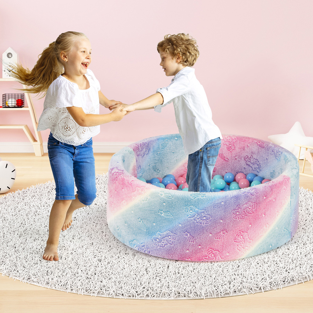 Costway Kids Macaron Glow in the Dark Round Ball Pool with 200 Multicolour Ocean Ball Image 6