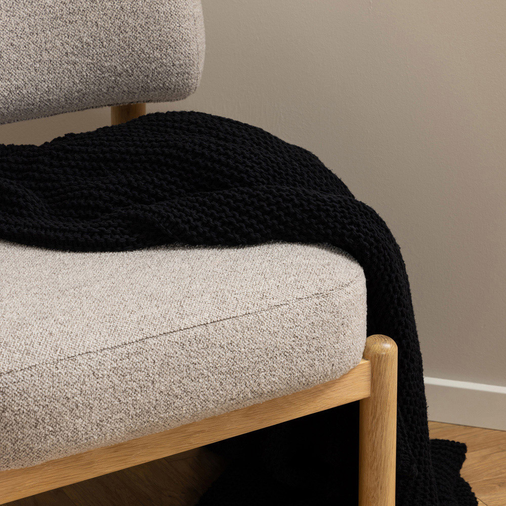 Florence Burley Oak and Beige Fabric Lounge Chair Image 4