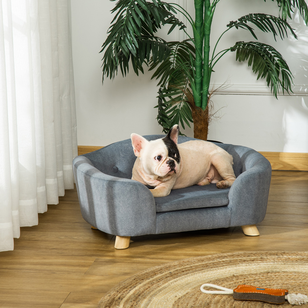 PawHut Grey Sofa Bed with Cushion Image 2