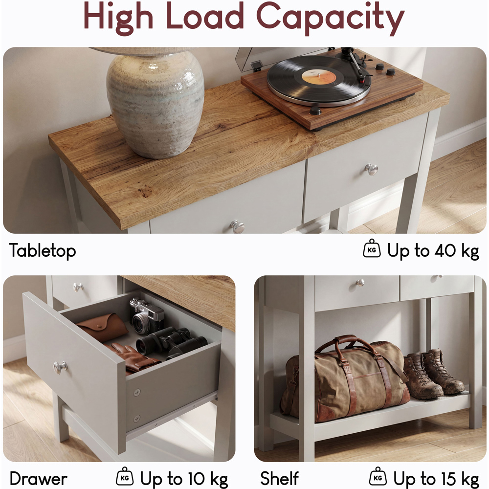 VIDA DESIGNS Arlington 2 Drawer Grey and Oak Console Table Image 5