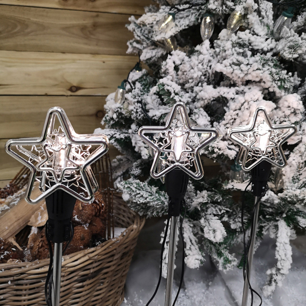 Samuel Alexander 3 Pack Warm White Star Flashing LED Christmas Pathfinder Light Image 3