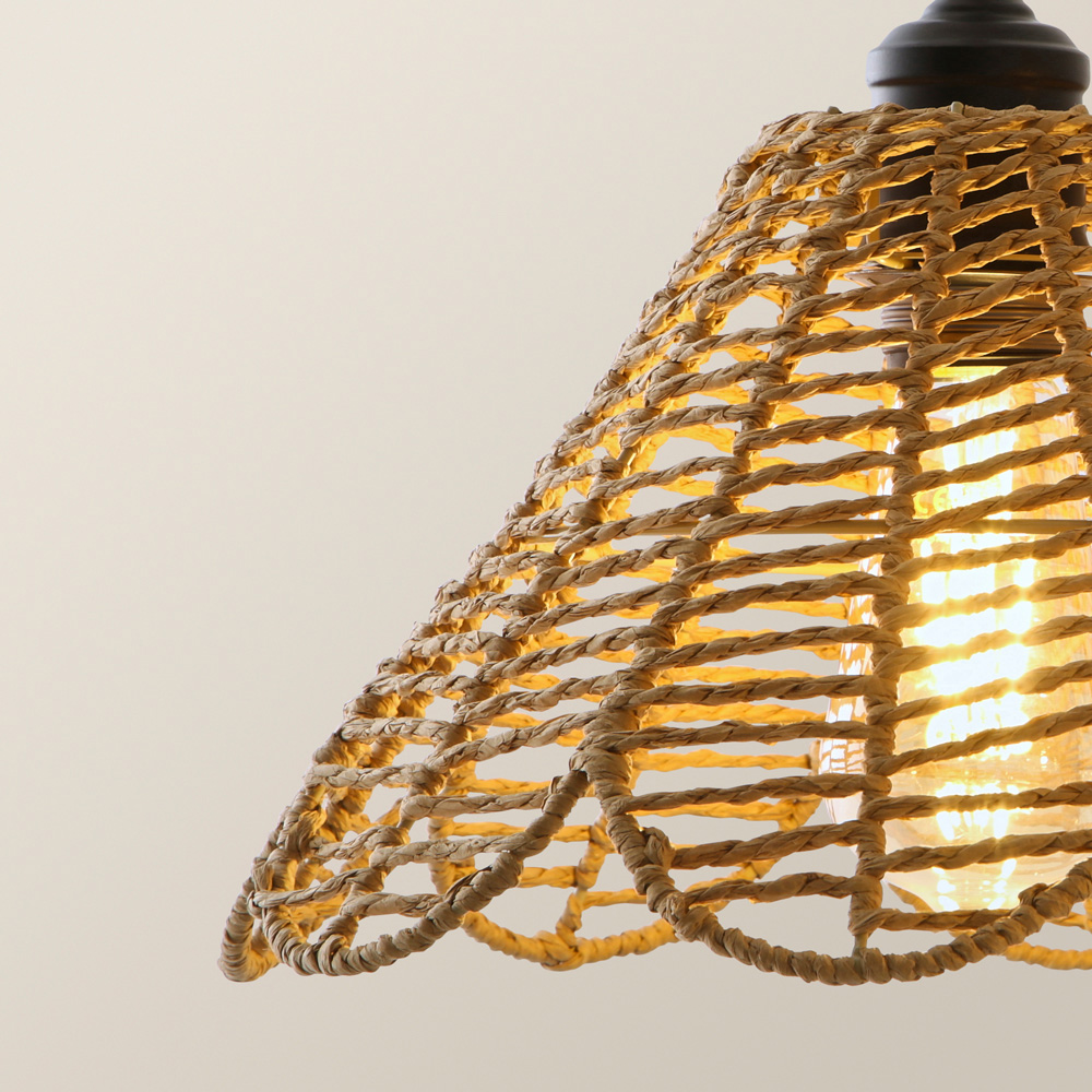 ValueLights Vine Rattan Flower Shade 3 Drop Matte Black Diner LED Ceiling Pendant Light Image 3