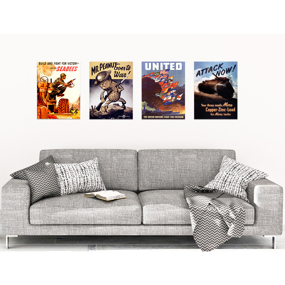 Artery8 US Military World War 2 Seabees Tank Mr Peanut Wall Art Print 30 x 41cm 4 Pack Image 2