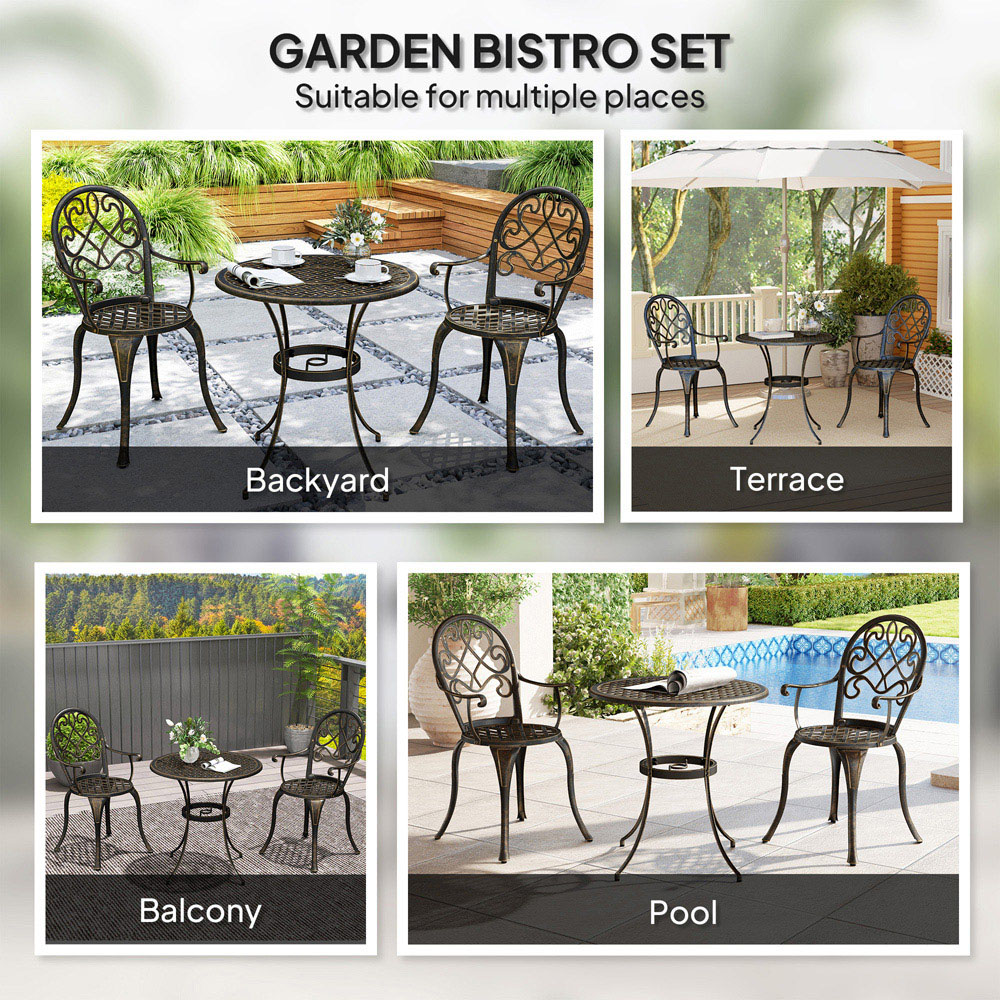 Outsunny 2 Seater Bistro Set Bronze Tone Image 6
